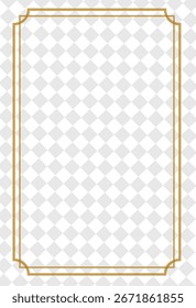 Rectangle vintage gold frame for web presentation, horizontal border in oriental style ,png with transparent background. Vector illustration