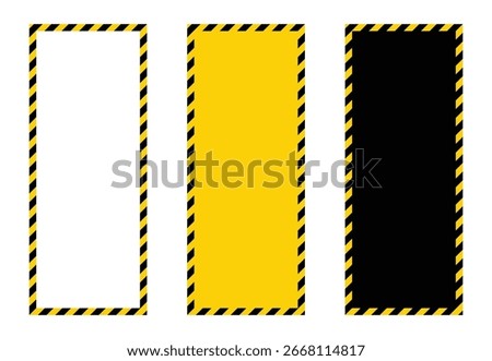 Rectangle warning border label icons in different colors representing caution, alert, notice, attention, security, restriction, safety signage, and hazard prevention design concepts