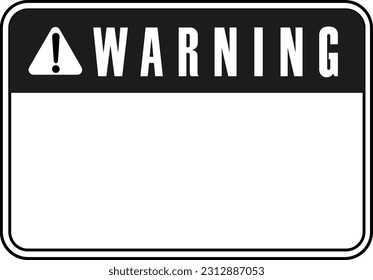 Rectangle warning sign empty single vector illustration in black and white color.