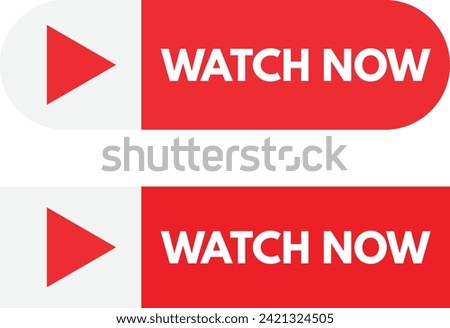 Rectangle watch now buttons isolated on white background. Watch video now buttons . Play video buttons . Vector