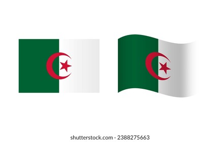 Rectangle and Wave Algeria Flag Illustration
