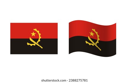 Rectangle and Wave Angola Flag Illustration