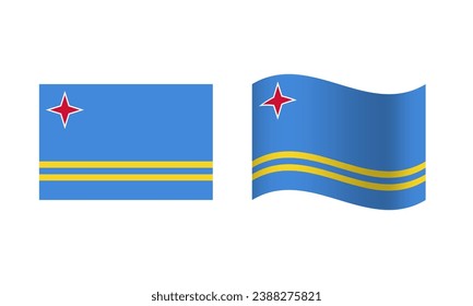 Rectangle and Wave Aruba Flag Illustration