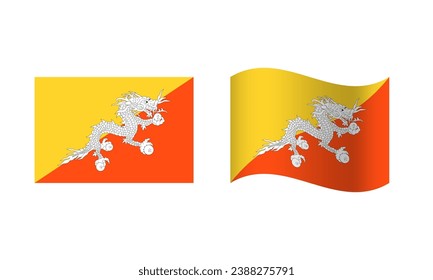 Rectangle and Wave Bhutan Flag Illustration