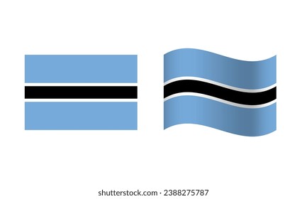 Rectangle and Wave Botswana Flag Illustration