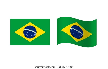 Rectangle and Wave Brazil Flag Illustration