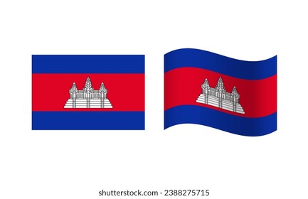 Rectangle and Wave Cambodia Flag Illustration