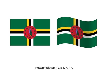 Rectangle and Wave Dominica Flag Illustration