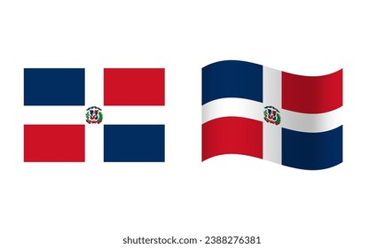 Rectangle and Wave Dominican Republic Flag Illustration