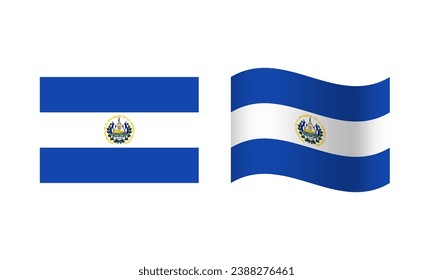 Rectangle and Wave El Salvador Flag Illustration