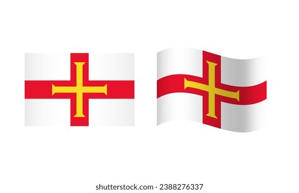 Rectangle and Wave Guernsey Flag Illustration