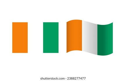 Rectangle and Wave Ivory Coast Flag Illustration