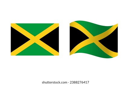 Ilustración de la bandera de Jamaica de Rectangle y Wave