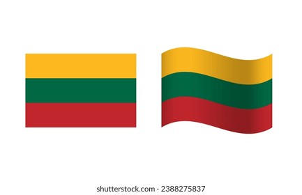 Rectangle and Wave Lithuania Flag Illustration