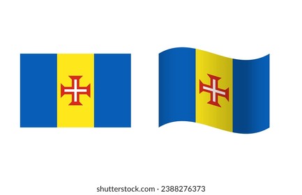 Rectangle and Wave Madeira Flag Illustration