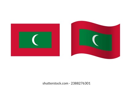 Rectangle and Wave Maldives Flag Illustration