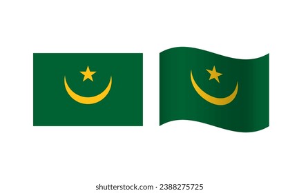 Rectangle and Wave Mauritania Flag Illustration