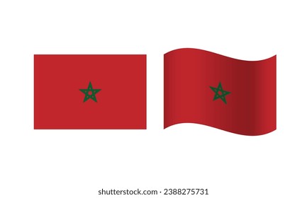 Rectangle and Wave Morocco Flag Illustration