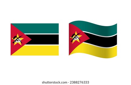 Rectangle and Wave Mozambique Flag Illustration