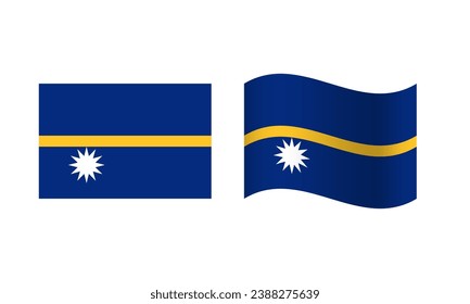 Rectangle and Wave Nauru Flag Illustration