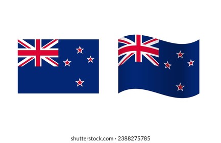 Rectangle and Wave New Zealand Flag Illustration