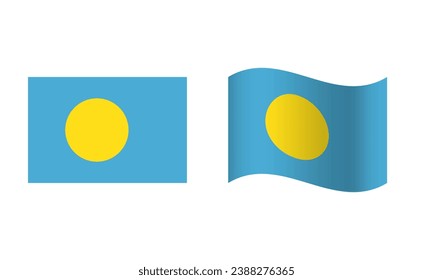 Rectangle and Wave Palau Flag Illustration
