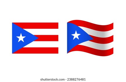 Rectangle and Wave Puerto Rico Flag Illustration