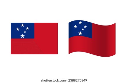 Rectangle and Wave Samoa Flag Illustration