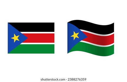 Rectangle and Wave South Sudan Flag Illustration
