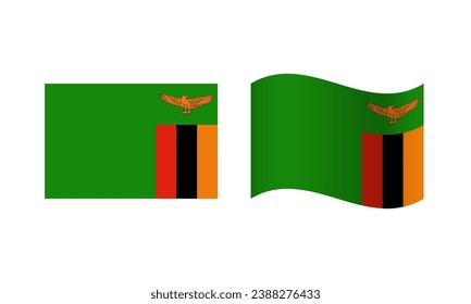 Rectangle and Wave Zambia Flag Illustration