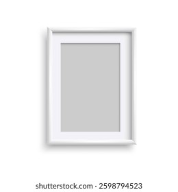 Rectangle white blank vertical frame with white paper. 3d vector mockup