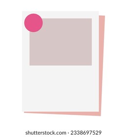Rectangle white card with red pin brochure element design. Stationery. Vector illustration with empty copy space for text. Editable shape for poster decoration. Creative and customizable frame