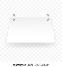 rectangle white paper cut tag with spiral binder, asymetric rectangle at transparent effect background
