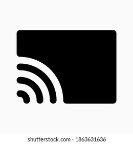 rectangle with wireless signal for wireless screen icon isolated on white background