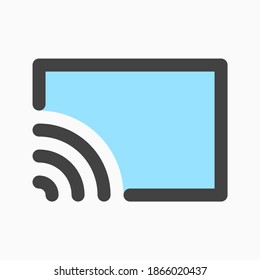 rectangle with wireless signal for wireless screen icon isolated on white background