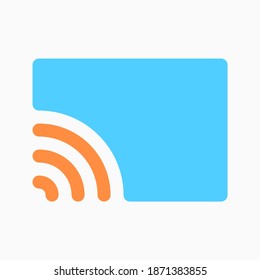 rectangle with wireless signal for wireless screen icon isolated on white background