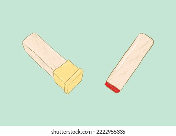 Rectangle wooden seal stamper in flat vector illustration art design