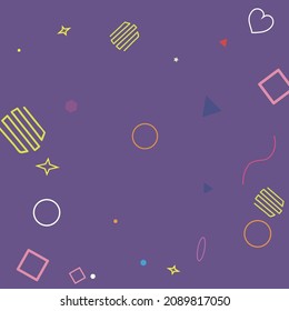 Rectangle Yellow Dark Zigzag Lime Red Simple Simple Hipster Art. Wave Purple Violet Blue Circle Multicolor Geometrical Design. Green Square Stars Hearts Oval Pink Pastel Illustration.