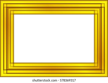rectangle yellow frame, metal gold, on a white background