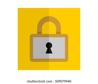 rectangle yellow padlock locked key secure image vector icon logo