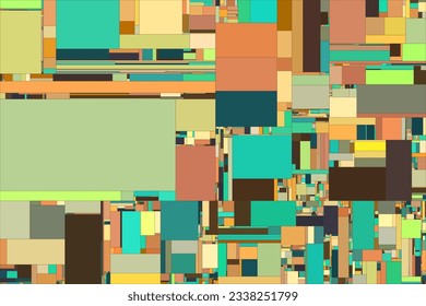 Rectangles abstract geometric retro colorful background. Glitch art. Data blocks. Vector illustration. Creative coding computational design.