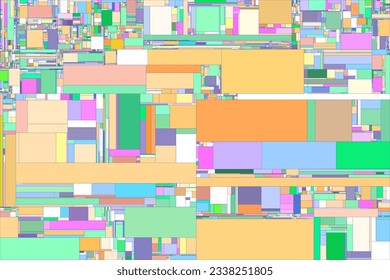 Rectangles abstract geometric retro colorful background. Glitch art. Data blocks. Vector illustration. Creative coding computational design.