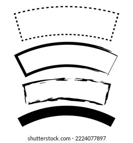 Rectangles arc for decorative design. frame set. Vintage line art set with black rectangles arc. Vector illustration. Stock image. 