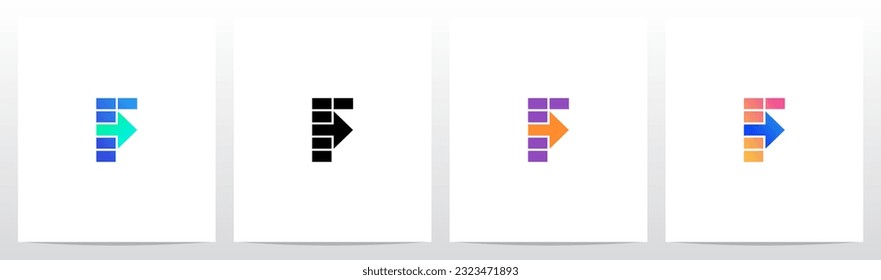 Rectangles And Arrow Letter Logo Design F