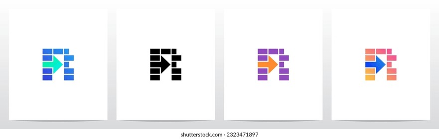 Rectangles And Arrow Letter Logo Design R