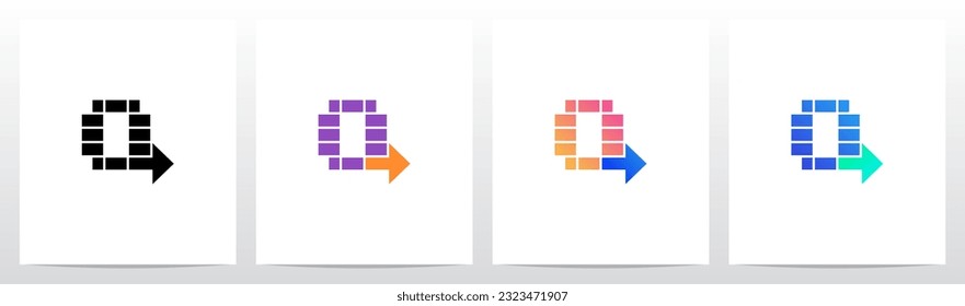 Rectángulos Y Diseño De Logotipo De Letra De Flecha Q