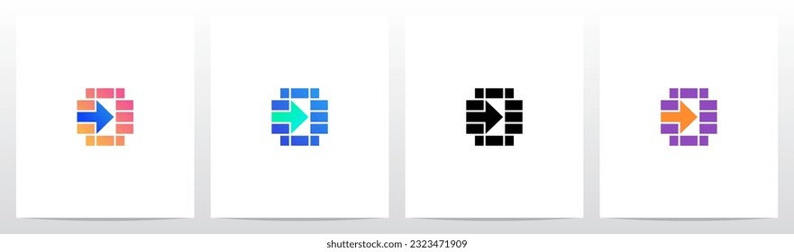 Rectangles And Arrow Letter Logo Design O