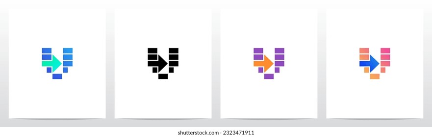 Rectangles And Arrow Letter Logo Design V