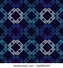 The rectangles with circles and semi-circles with the old texture. Trendy seamless pattern designs. Vector geometric background. Can be used for wallpaper, textile, invitation card.