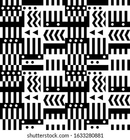 Rectangles, circles, triangles, chevrons, zigzag lines, figures seamless pattern. Geometrical print. Geometric backdrop. Modern wallpaper. Contemporary ornament. Textile print, digital paper, abstract